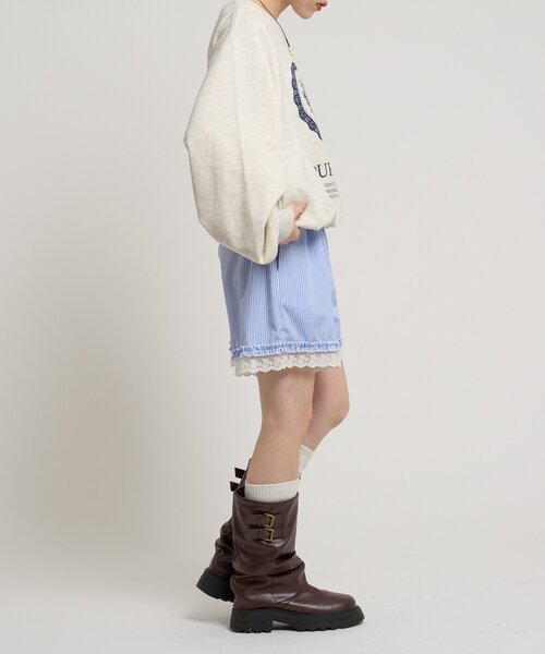 w closet(ダブルクローゼット)の「ストライプショートパンツ(Tシャツ/カットソー・レディース・ネイビー/ブルー・FREE)」の15枚目の写真