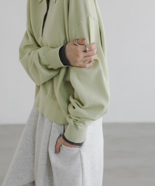 LOWRYS FARM（ローリーズファーム）の「バイカラーニットポロＬＳ 661937（ニット/セーター・レディース・アイボリー/グリーン/ネイビー/グレー・FREE）」の6枚目の写真