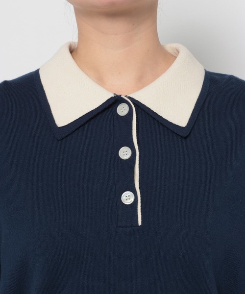 LOWRYS FARM（ローリーズファーム）の「バイカラーニットポロＬＳ 661937（ニット/セーター・レディース・アイボリー/グリーン/ネイビー/グレー・FREE）」の16枚目の写真