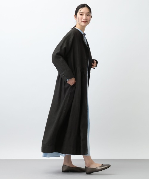 studio CLIP（スタディオクリップ）の「《natural by clip》リネンツイルワンピースコート（ノーカラーコート・レディース・ベージュ/チャコール・FREE）」の19枚目の写真