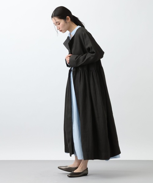 studio CLIP（スタディオクリップ）の「《natural by clip》リネンツイルワンピースコート（ノーカラーコート・レディース・ベージュ/チャコール・FREE）」の22枚目の写真