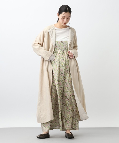 studio CLIP（スタディオクリップ）の「《natural by clip》リネンツイルワンピースコート（ノーカラーコート・レディース・ベージュ/チャコール・FREE）」の3枚目の写真