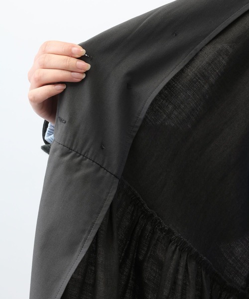 studio CLIP（スタディオクリップ）の「《natural by clip》リネンツイルワンピースコート（ノーカラーコート・レディース・ベージュ/チャコール・FREE）」の12枚目の写真