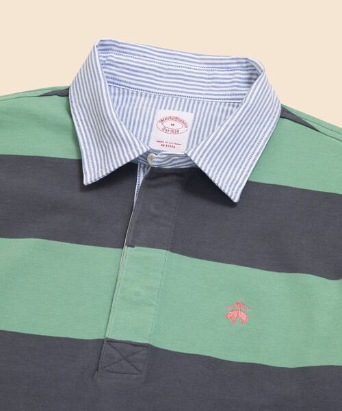 BROOKS BROTHERS（ブルックスブラザーズ）の「コットンジャージー　GFロゴ　ラグビーシャツ（ポロシャツ・メンズ・ブルー/グリーン・LARGE/MEDIUM/SMALL/X-LARGE）」の3枚目の写真