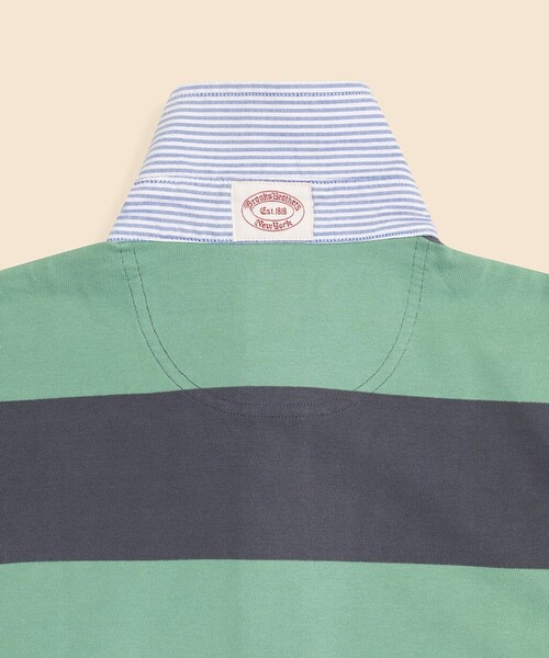 BROOKS BROTHERS（ブルックスブラザーズ）の「コットンジャージー　GFロゴ　ラグビーシャツ（ポロシャツ・メンズ・ブルー/グリーン・LARGE/MEDIUM/SMALL/X-LARGE）」の4枚目の写真