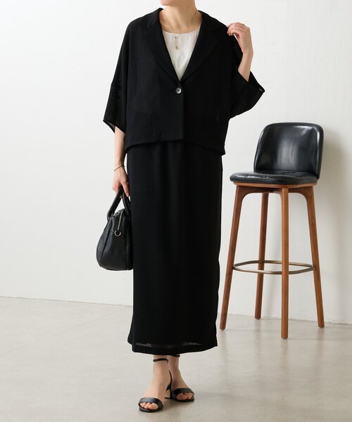 BEARDSLEY（ビアズリー）の「ハーフスリーブツイードジャケット（テーラードジャケット・レディース・ブラック/ベージュ・FREE）」の22枚目の写真