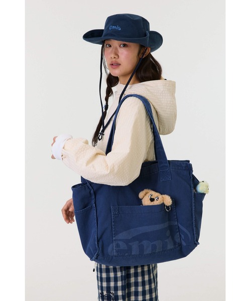 EMIS（イミス）の「WASHED COTTON SHOULDER BAG（ショルダーバッグ・レディース・ベージュ/ネイビー・FREE）」の13枚目の写真