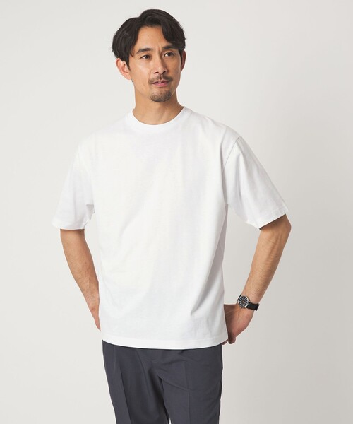 green label relaxing（グリーンレーベルリラクシング）の「【WEB限定】JUST fit デイリー ワイド Tシャツ -吸水速乾・抗菌-（Tシャツ/カットソー・メンズ・モカ/ロイヤルブルー/ホワイト/ライトグレー/ダークブラウン/ブラック・S/M/L/XL）」の2枚目の写真