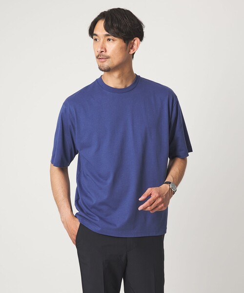 green label relaxing（グリーンレーベルリラクシング）の「【WEB限定】JUST fit デイリー ワイド Tシャツ -吸水速乾・抗菌-（Tシャツ/カットソー・メンズ・モカ/ロイヤルブルー/ホワイト/ライトグレー/ダークブラウン/ブラック・S/M/L/XL）」の6枚目の写真