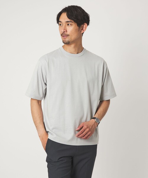 green label relaxing（グリーンレーベルリラクシング）の「【WEB限定】JUST fit デイリー ワイド Tシャツ -吸水速乾・抗菌-（Tシャツ/カットソー・メンズ・モカ/ロイヤルブルー/ホワイト/ライトグレー/ダークブラウン/ブラック・S/M/L/XL）」の4枚目の写真
