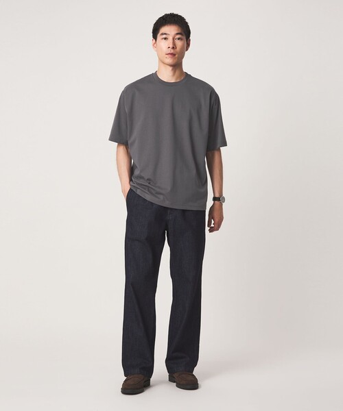 green label relaxing(グリーンレーベルリラクシング)の「【WEB限定】JUST fit デイリー ワイド Tシャツ -吸水速乾・抗菌-(Tシャツ/カットソー・メンズ・モカ/ロイヤルブルー/ホワイト/ライトグレー/ダークブラウン/ブラック/ネイビー/ダークグレー・S/M/L/XL)」の15枚目の写真