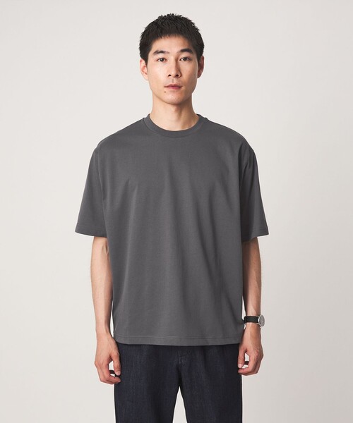 green label relaxing(グリーンレーベルリラクシング)の「【WEB限定】JUST fit デイリー ワイド Tシャツ -吸水速乾・抗菌-(Tシャツ/カットソー・メンズ・モカ/ロイヤルブルー/ホワイト/ライトグレー/ダークブラウン/ブラック/ネイビー/ダークグレー・S/M/L/XL)」の16枚目の写真