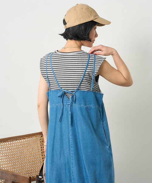 FREAK'S STORE(フリークスストア)の「【セットアイテム】リネンレーヨン インナーセット キャミワンピース(ワンピース・レディース・ブルー/ブラック/その他15・フリ-)」の2枚目の写真