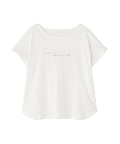 NATURAL BEAUTY BASIC(ナチュラルビューティーベーシック)の「ロゴフレンチTシャツ(Tシャツ/カットソー・レディース・オフホワイト/ネイビー/ベージュ・FREE)」の6枚目の写真