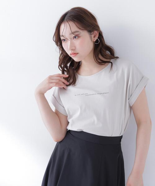 NATURAL BEAUTY BASIC(ナチュラルビューティーベーシック)の「ロゴフレンチTシャツ(Tシャツ/カットソー・レディース・オフホワイト/ネイビー/ベージュ・FREE)」の20枚目の写真