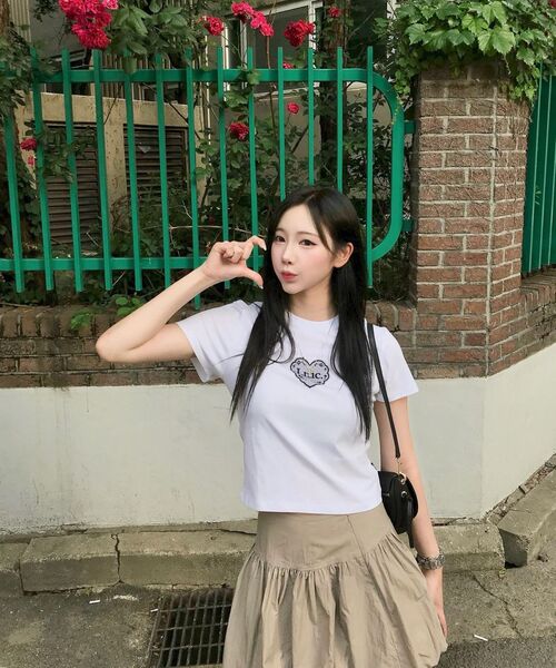 LMCの「WM LACE HEART CROPPED TEE white(Tシャツ/カットソー・レディース・その他・MEDIUM/SMALL)」の2枚目の写真