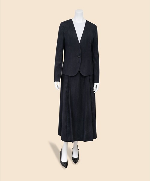 BROOKS BROTHERS(ブルックスブラザーズ)の「リネンブレンド ピンストライプ ノーカラージャケット(ノーカラージャケット・レディース・ネイビー・0/2/4/6)」の8枚目の写真