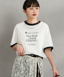 THE SHINZONE（ザ　シンゾーン）の「[THE SHINZONE/ザ シンゾーン] FRESH MARKET ロゴプリント リンガーＴシャツ（Tシャツ/カットソー）」