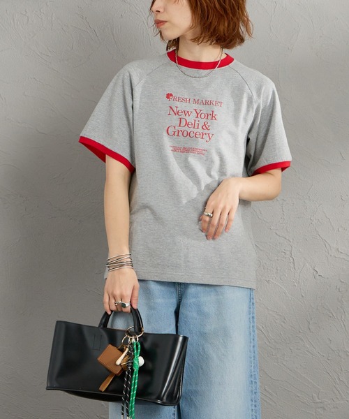 THE SHINZONE（ザ　シンゾーン）の「[THE SHINZONE/ザ シンゾーン] FRESH MARKET ロゴプリント リンガーＴシャツ（Tシャツ/カットソー・レディース・グレー/ホワイト/ネイビー・0）」の20枚目の写真