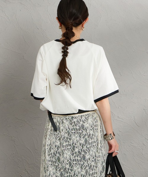 THE SHINZONE（ザ　シンゾーン）の「[THE SHINZONE/ザ シンゾーン] FRESH MARKET ロゴプリント リンガーＴシャツ（Tシャツ/カットソー・レディース・グレー/ホワイト/ネイビー・0）」の6枚目の写真