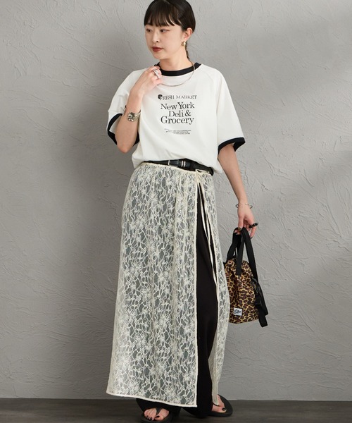 THE SHINZONE（ザ　シンゾーン）の「[THE SHINZONE/ザ シンゾーン] FRESH MARKET ロゴプリント リンガーＴシャツ（Tシャツ/カットソー・レディース・グレー/ホワイト/ネイビー・0）」の7枚目の写真