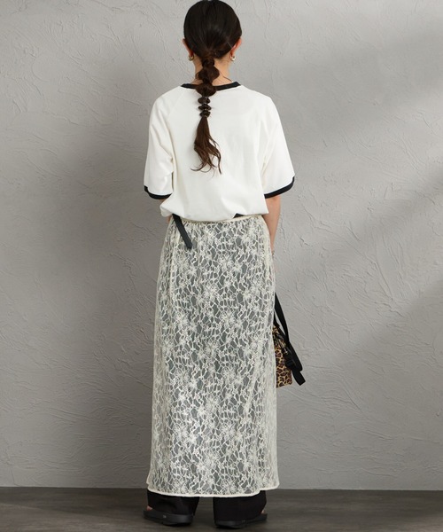 THE SHINZONE（ザ　シンゾーン）の「[THE SHINZONE/ザ シンゾーン] FRESH MARKET ロゴプリント リンガーＴシャツ（Tシャツ/カットソー・レディース・グレー/ホワイト/ネイビー・0）」の8枚目の写真