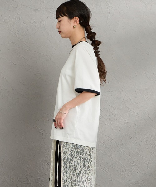 THE SHINZONE（ザ　シンゾーン）の「[THE SHINZONE/ザ シンゾーン] FRESH MARKET ロゴプリント リンガーＴシャツ（Tシャツ/カットソー・レディース・グレー/ホワイト/ネイビー・0）」の10枚目の写真