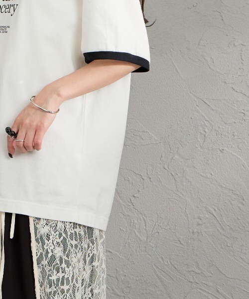 THE SHINZONE（ザ　シンゾーン）の「[THE SHINZONE/ザ シンゾーン] FRESH MARKET ロゴプリント リンガーＴシャツ（Tシャツ/カットソー・レディース・グレー/ホワイト/ネイビー・0）」の14枚目の写真