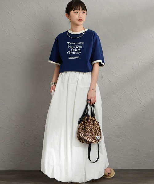 THE SHINZONE（ザ　シンゾーン）の「[THE SHINZONE/ザ シンゾーン] FRESH MARKET ロゴプリント リンガーＴシャツ（Tシャツ/カットソー・レディース・グレー/ホワイト/ネイビー・0）」の4枚目の写真