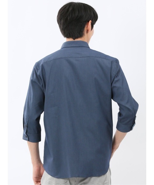 TAKA-Q(タカキュー)の「【ストレッチ 綿混】タカキュー ソラーロ レギュラーカラー 7分袖 シャツ(シャツ/ブラウス・メンズ・ブラック/サックスブルー/ライトグレー/ネイビー・MEDIUM/LARGE/X-LARGE)」の7枚目の写真