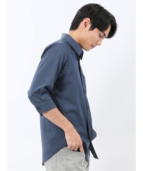 TAKA-Q(タカキュー)の「【ストレッチ 綿混】タカキュー ソラーロ レギュラーカラー 7分袖 シャツ(シャツ/ブラウス・メンズ・ブラック/サックスブルー/ライトグレー/ネイビー・MEDIUM/LARGE/X-LARGE)」の8枚目の写真