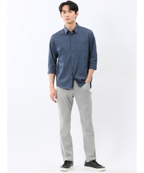 TAKA-Q(タカキュー)の「【ストレッチ 綿混】タカキュー ソラーロ レギュラーカラー 7分袖 シャツ(シャツ/ブラウス・メンズ・ブラック/サックスブルー/ライトグレー/ネイビー・MEDIUM/LARGE/X-LARGE)」の9枚目の写真