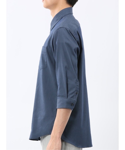 TAKA-Q(タカキュー)の「【ストレッチ 綿混】タカキュー ソラーロ レギュラーカラー 7分袖 シャツ(シャツ/ブラウス・メンズ・ブラック/サックスブルー/ライトグレー/ネイビー・MEDIUM/LARGE/X-LARGE)」の11枚目の写真