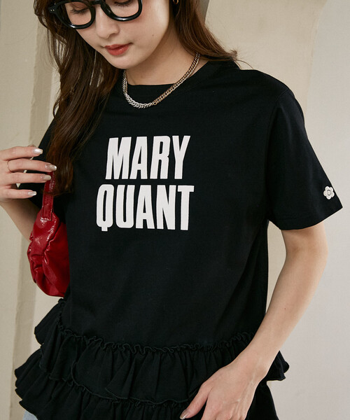 MARY QUANT × PUBLUX/マリークワント 裾 ティアード 切替 ロゴ Tシャツ