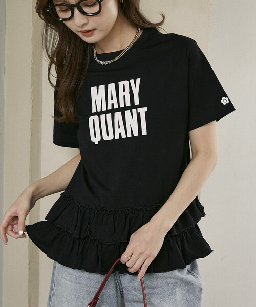MARY QUANT × PUBLUX/マリークワント 裾 ティアード 切替 ロゴ Tシャツ