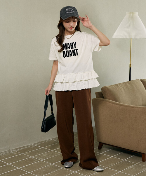 MARY QUANT（マリークワント）の「MARY QUANT × PUBLUX/マリークワント 裾 ティアード 切替 ロゴ Tシャツ　限定展開（Tシャツ/カットソー・レディース・ブラック/オフホワイト・ﾌﾘ-）」の15枚目の写真