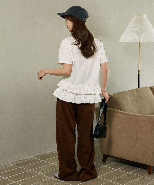 MARY QUANT（マリークワント）の「MARY QUANT × PUBLUX/マリークワント 裾 ティアード 切替 ロゴ Tシャツ　限定展開（Tシャツ/カットソー・レディース・ブラック/オフホワイト・ﾌﾘ-）」の17枚目の写真