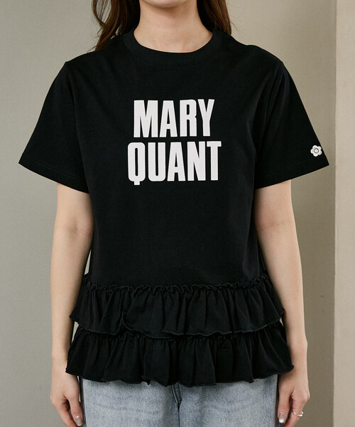 MARY QUANT × PUBLUX/マリークワント 裾 ティアード 切替 ロゴ Tシャツ