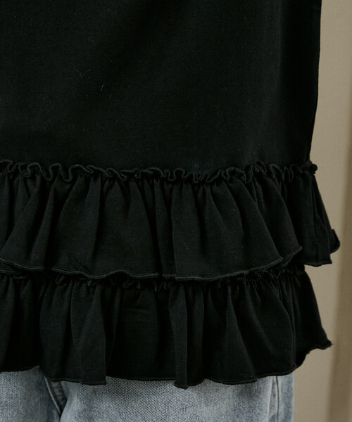 MARY QUANT LONDON/マリークアントロンドン/カットソー/Mサイズ MARY QUANT × PUBLUX/マリークワント 裾 ティアード 切替 ロゴ Tシャツ