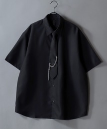 Dress Shirt with Tie/2WAY オーバーサイズ ネクタイ付き チェーン付き 半袖シャツ ドレスシャツ