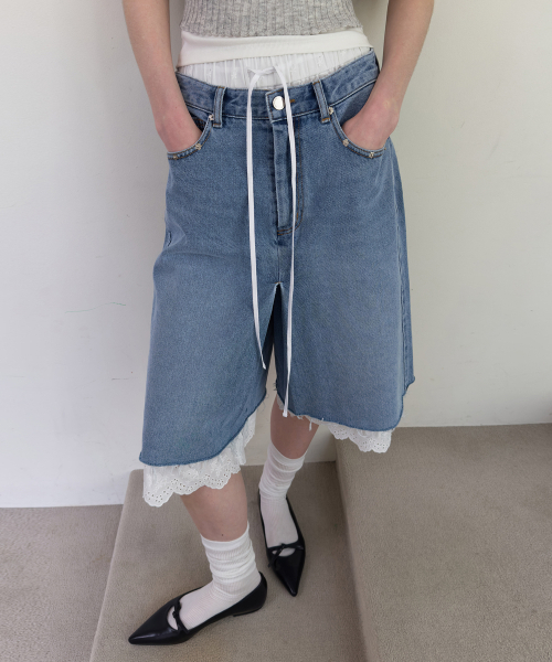 DIAGONAL(ダイアゴナル)の「DENIM WRAP SKIRT SHORTS (blue)(デニムパンツ・レディース・その他・SMALL/MEDIUM/LARGE)」の1枚目の写真