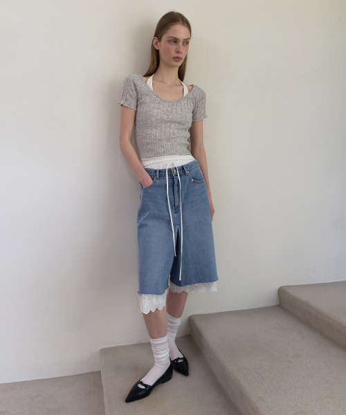 DIAGONAL(ダイアゴナル)の「DENIM WRAP SKIRT SHORTS (blue)(デニムパンツ・レディース・その他・SMALL/MEDIUM/LARGE)」の9枚目の写真