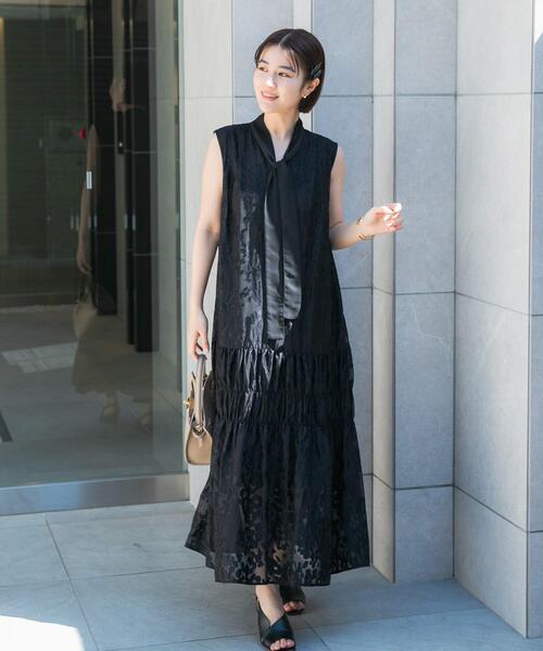URBAN RESEARCH ROSSO WOMEN(アーバンリサーチ ロッソ)の「シアージャガードワンピース(ワンピース・レディース・イエロー系その他/ブラック・FREE)」の4枚目の写真