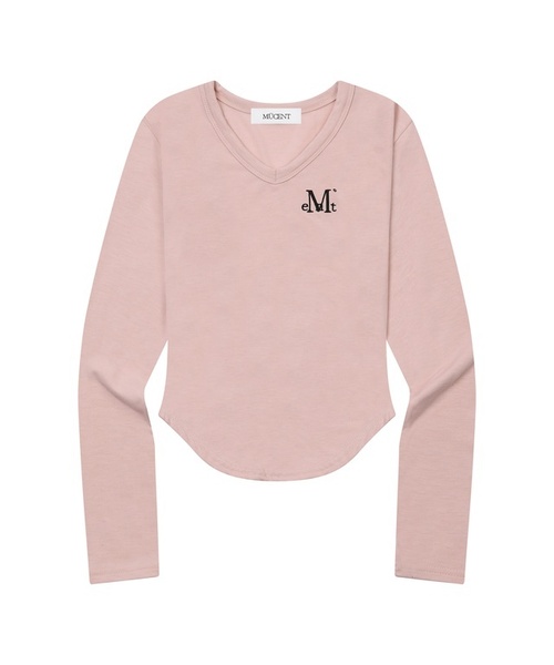 MUCENT(ムセント)の「ロイナVネックグリムロングスリーブTシャツ(6カラー)(Tシャツ/カットソー・レディース・ホワイト/ブラック/ブラウン/PINK/チャコール/グレー系1・FREE)」の6枚目の写真