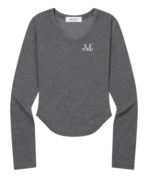 MUCENT(ムセント)の「ロイナVネックグリムロングスリーブTシャツ(6カラー)(Tシャツ/カットソー・レディース・ホワイト/ブラック/ブラウン/PINK/チャコール/グレー系1・FREE)」の10枚目の写真