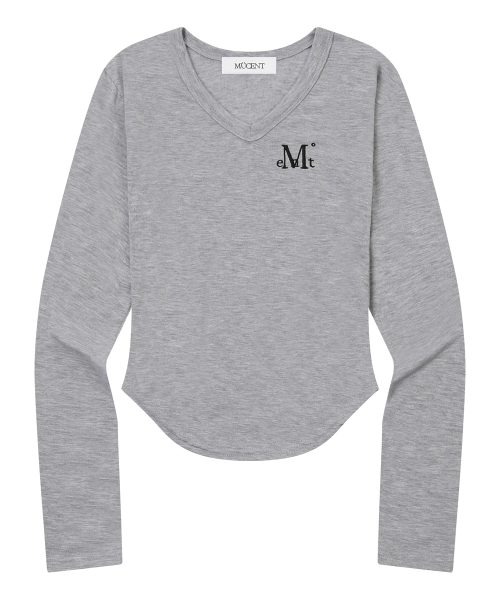 MUCENT(ムセント)の「ロイナVネックグリムロングスリーブTシャツ(6カラー)(Tシャツ/カットソー・レディース・ホワイト/ブラック/ブラウン/PINK/チャコール/グレー系1・FREE)」の12枚目の写真
