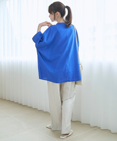 coen(コーエン)の「【接触冷感】リネンレーヨンドルマンバンドカラーシャツ(シャツ/ブラウス・レディース・ダークブラウン/オフホワイト/ロイヤルブルー/その他1・FREE)」の21枚目の写真