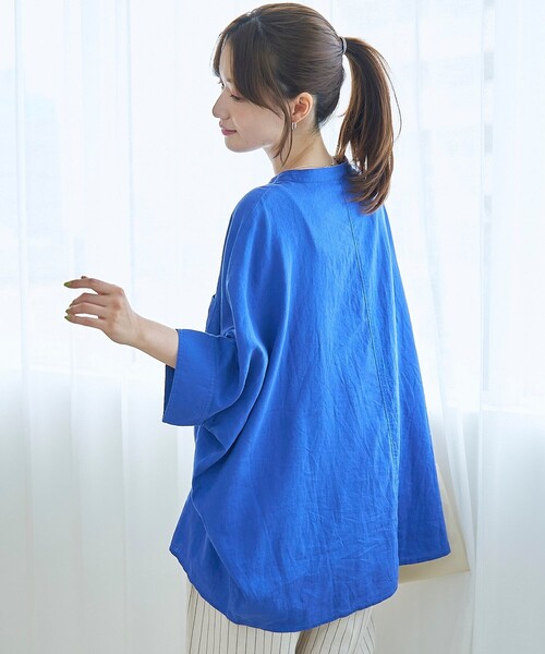 coen(コーエン)の「【接触冷感】リネンレーヨンドルマンバンドカラーシャツ(シャツ/ブラウス・レディース・ダークブラウン/オフホワイト/ロイヤルブルー/その他1・FREE)」の17枚目の写真