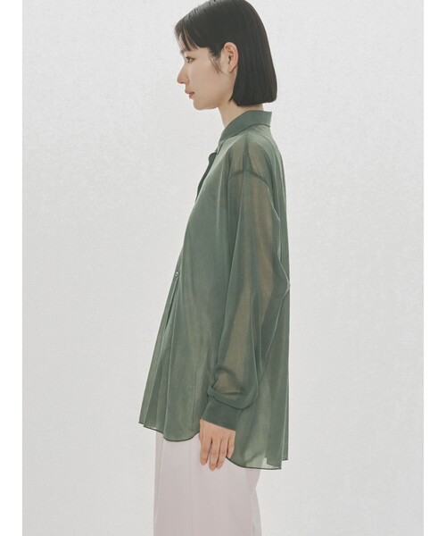 MIDIUMISOLID(ミディウミソリッド)の「MIDIUMISOLID for Ladies エッセンシャルジャージーシャツ(シャツ/ブラウス・レディース・アイボリー/カーキ/ライトブルー・FREE)」の8枚目の写真