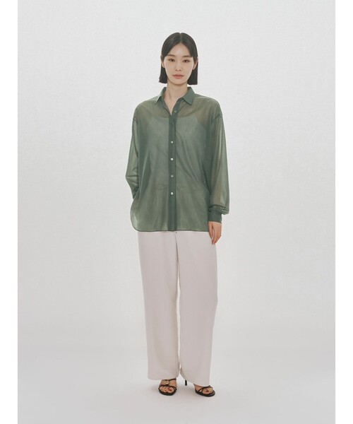 MIDIUMISOLID(ミディウミソリッド)の「MIDIUMISOLID for Ladies エッセンシャルジャージーシャツ(シャツ/ブラウス・レディース・アイボリー/カーキ/ライトブルー・FREE)」の11枚目の写真